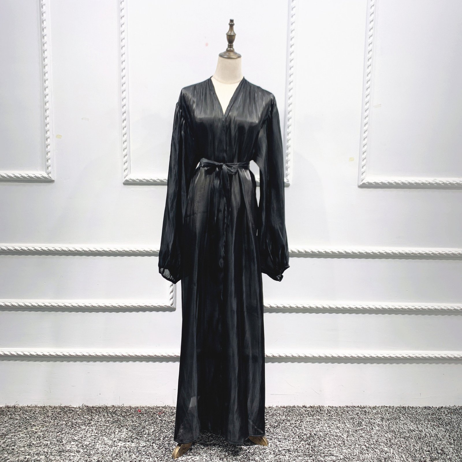 Eid Muslim Abaya Dress Kimono For Women Fashion Shining Silklike Summer Abayas Cardigan Puff Sleeve Dubai Turkey Clothes - Image 9