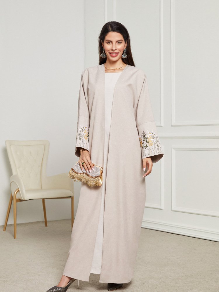 Middle East Muslim Clothing Robe Embroidered Cardigan Dress - Image 5