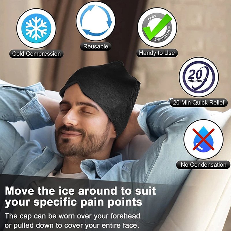 Ice Compress Headache Eye Mask Hat Relief For Migraines, Stress, And Tension Massage Tool - Image 5