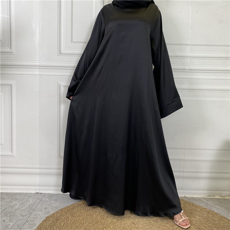 Middle East Dubai Hot Sale Lace Up Satin Muslim Dress - Image 9