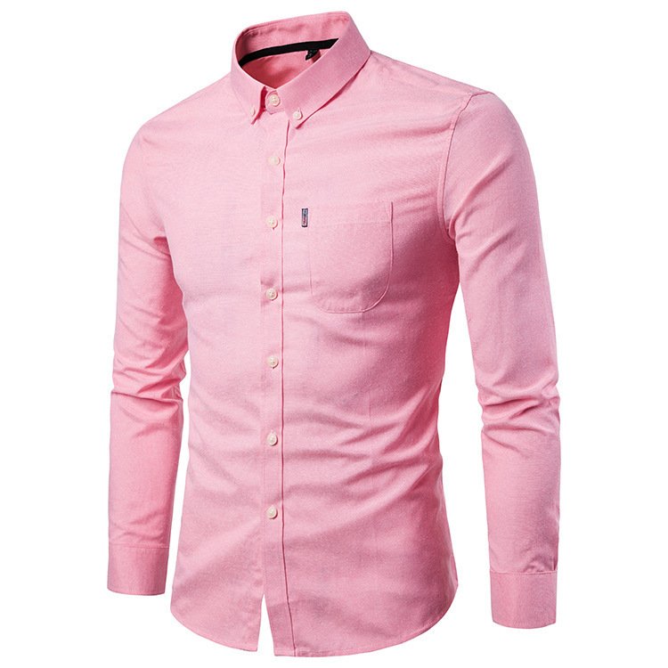 Men S Shirts Korean Men Slim Long Sleeve Dress Shirt - Image 9