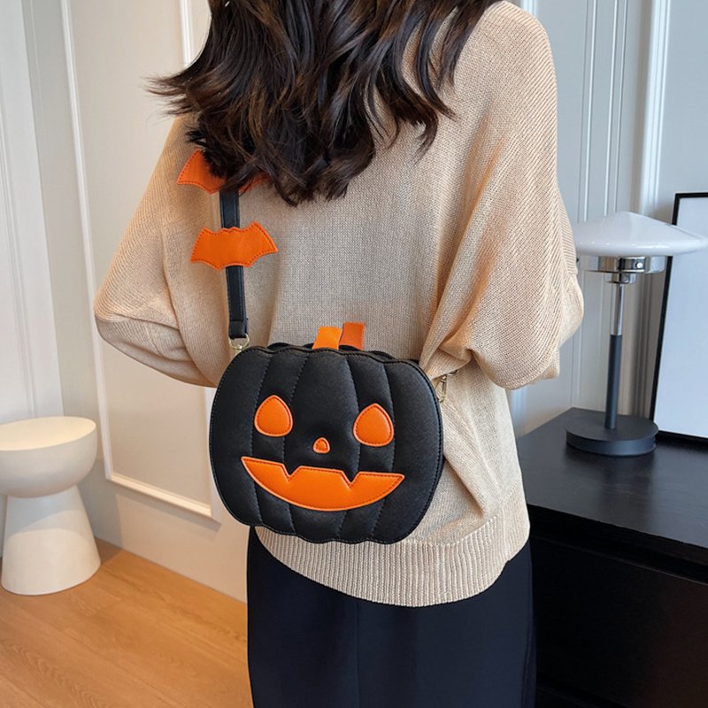 Halloween Bags Funny Pumpkin Cartoon Shoulder Crossbody Bag With Bat Personalized Creative Female Bag - Image 4