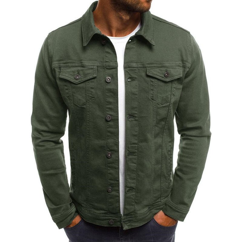 Casual Men Jacket Denim Button Shirt - Image 4