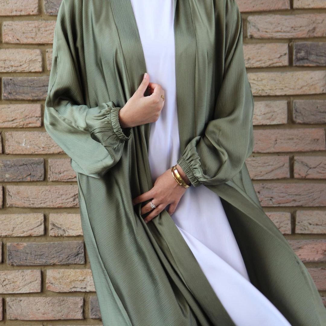 Muslim Women's Wear Bubble Satin Cardigan Dubai Dress - Image 7