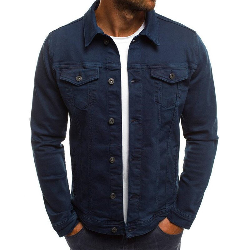 Casual Men Jacket Denim Button Shirt - Image 6
