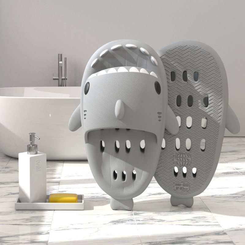 Shark Slippers With Drain Holes Shower Shoes For Women Quick Drying Eva Pool Shark Slides Beach Sandals With Drain Holes - Image 4