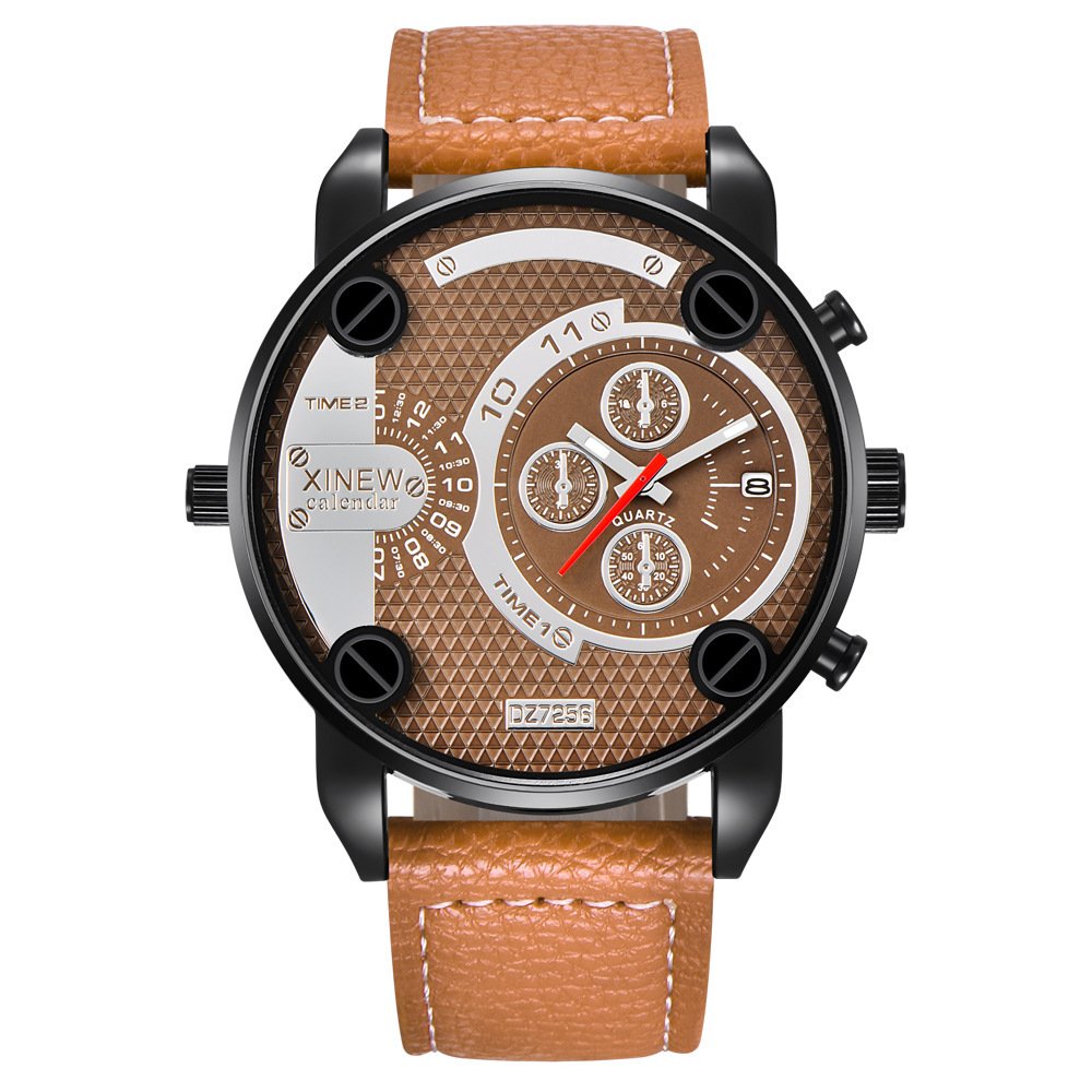 Mens Big Watches Fashion Leather Date Gifts Wristwatch - Image 8