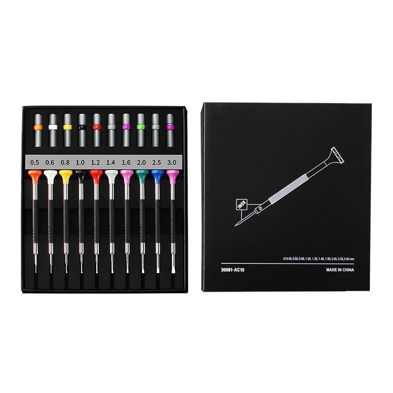 Repair Watch Hardware Tools Repair Watch Glasses Precision Cross And Straight Manual Screwdriver 10-piece Screwdriver - Image 9