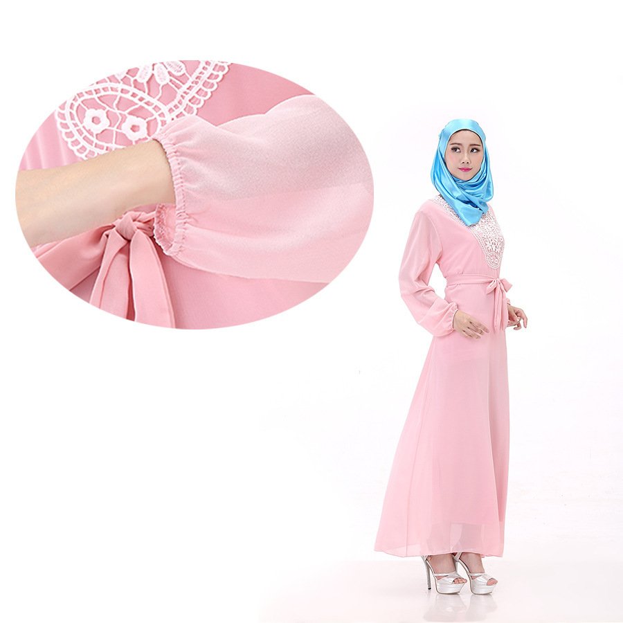 Muslim Robe Arab Hui Ethnic Women Chiffon Plus Size Women's Long-sleeved Dress - Image 2