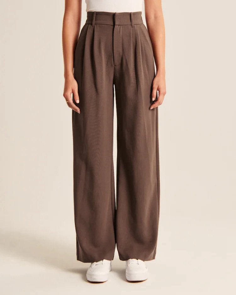 High Waist Straight Trousers With Pockets Wide Leg Casual Pants For Women - Image 6