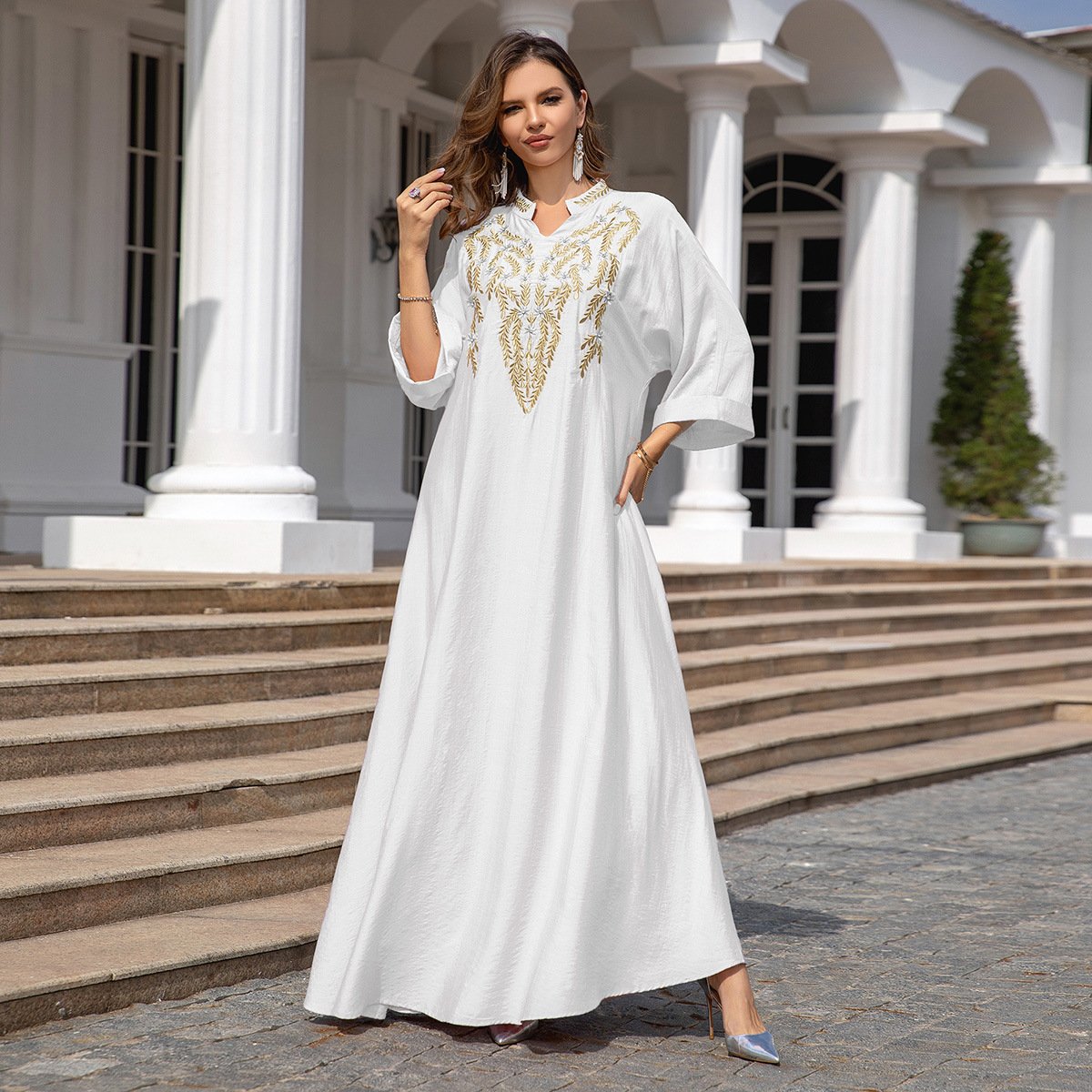 Muslim Women Embroidered Robe Dress - Image 9