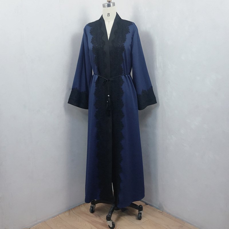 Muslim Women's Lace Dress Cardigan Robe - Image 10