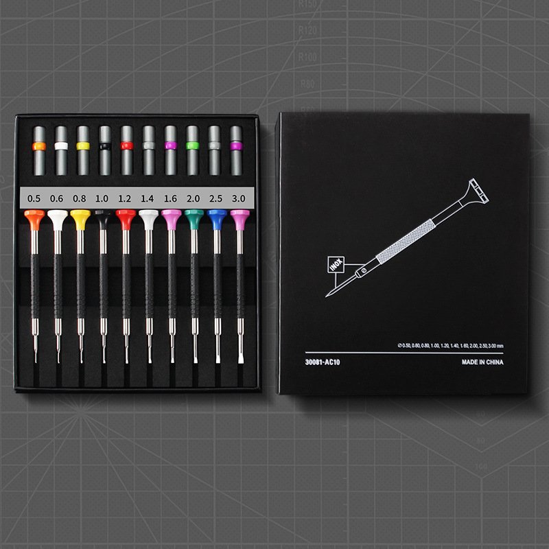 Repair Watch Hardware Tools Repair Watch Glasses Precision Cross And Straight Manual Screwdriver 10-piece Screwdriver - Image 5