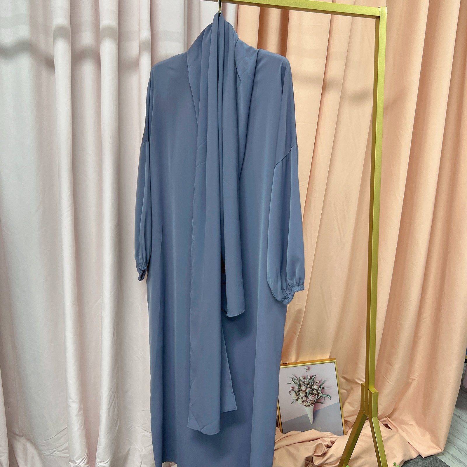 European And American Muslim Arabic Solid Color Hooded Robe Dress - Image 8