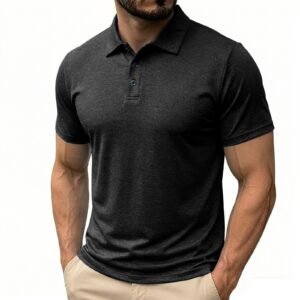 Mens Casual Solid-Color Button-Down Short-Sleeve Shirt