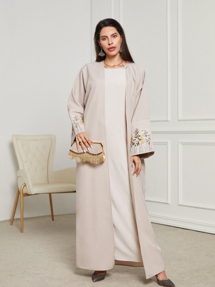 Middle East Muslim Clothing Robe Embroidered Cardigan Dress - Image 9
