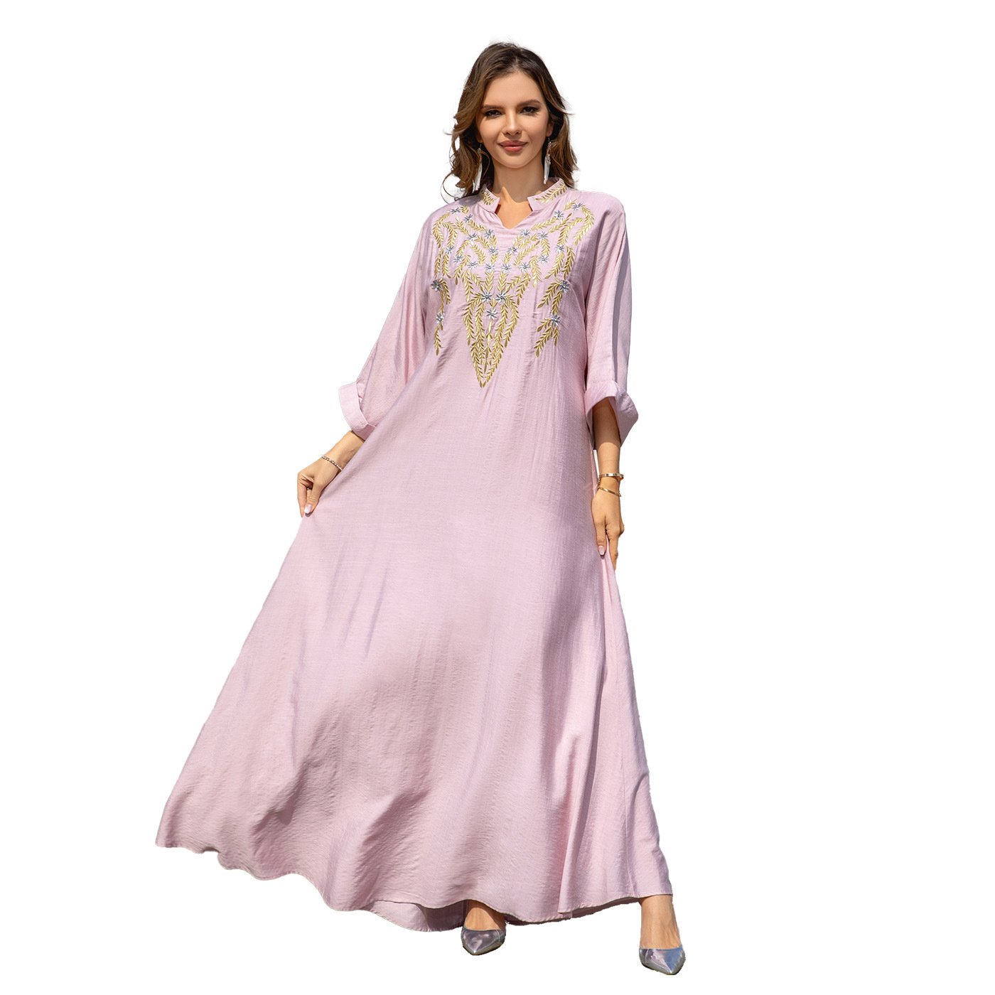Muslim Women Embroidered Robe Dress - Image 6