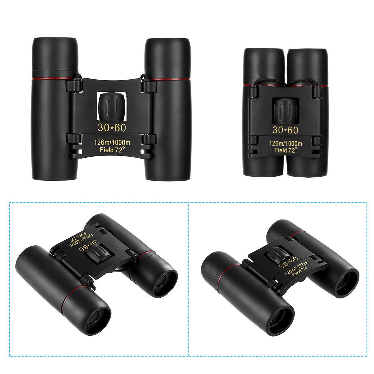 Binoculars 30x60 Zoom Travel Compact Folding Telescope Hunting Day Night Outdoor Small Pocket Binoculars Compact Adults, Mini Kids Binoculars Boys For Bird Watching, Concert Theater Opera - Image 5