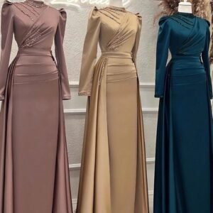 Muslim Stand Collar All-inclusive Long Sleeve Detachable Evening Dress