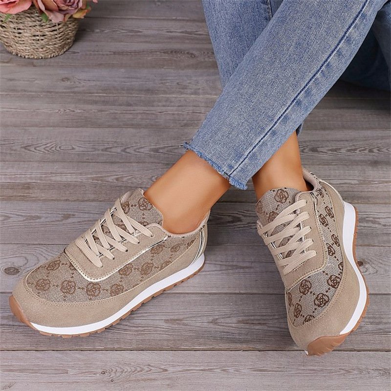 Flower Print Lace-up Sneakers Casual Fashion Lightweight Breathable Walking Running Sports Shoes Women Flats - Image 4