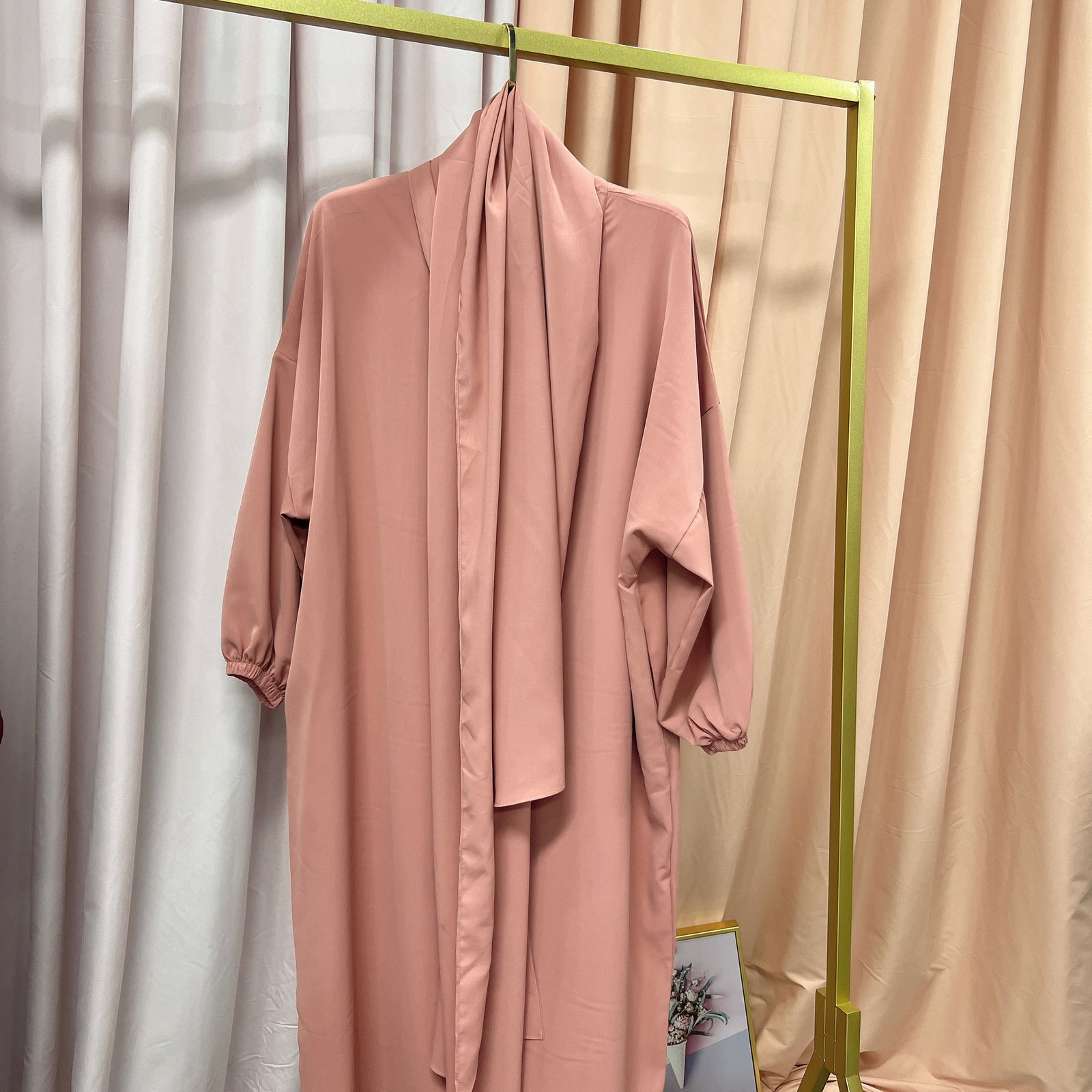 European And American Muslim Arabic Solid Color Hooded Robe Dress - Image 6