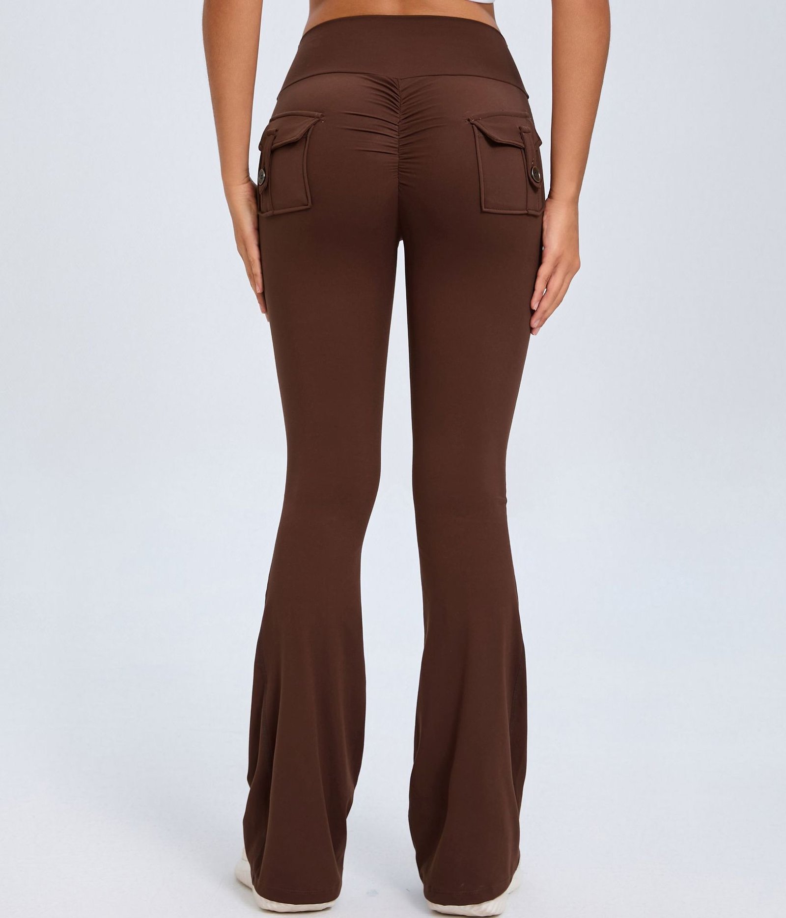 Yoga Fitness Flared Pants With Pockets Ins Fashion Slim High Waist Sports Trousers Scrunch Butt Booty Workout Lifting Leggings - Image 5
