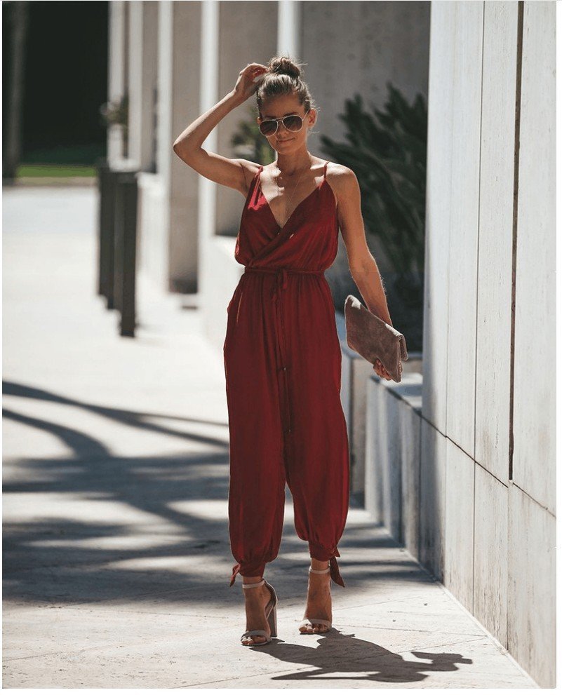 Women's Jumpsuit Flowers Print Spaghetti Strap Romper - Image 6