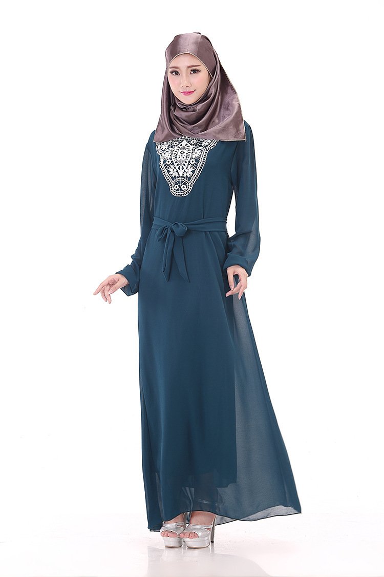 Muslim Robe Arab Hui Ethnic Women Chiffon Plus Size Women's Long-sleeved Dress - Image 5