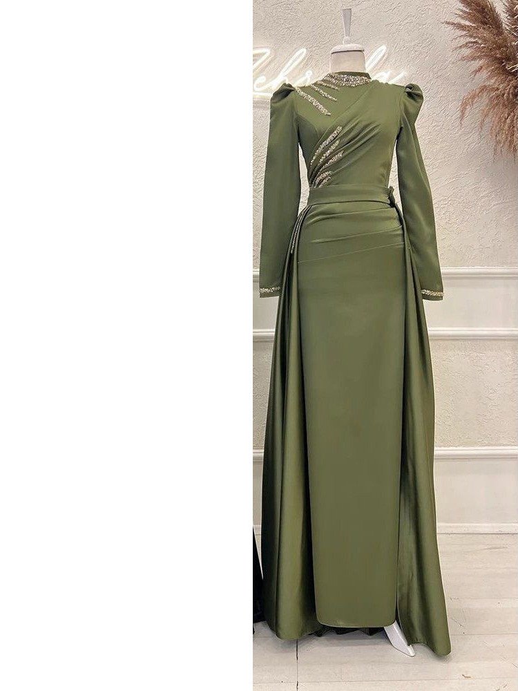 Muslim Stand Collar All-inclusive Long Sleeve Detachable Evening Dress - Image 6