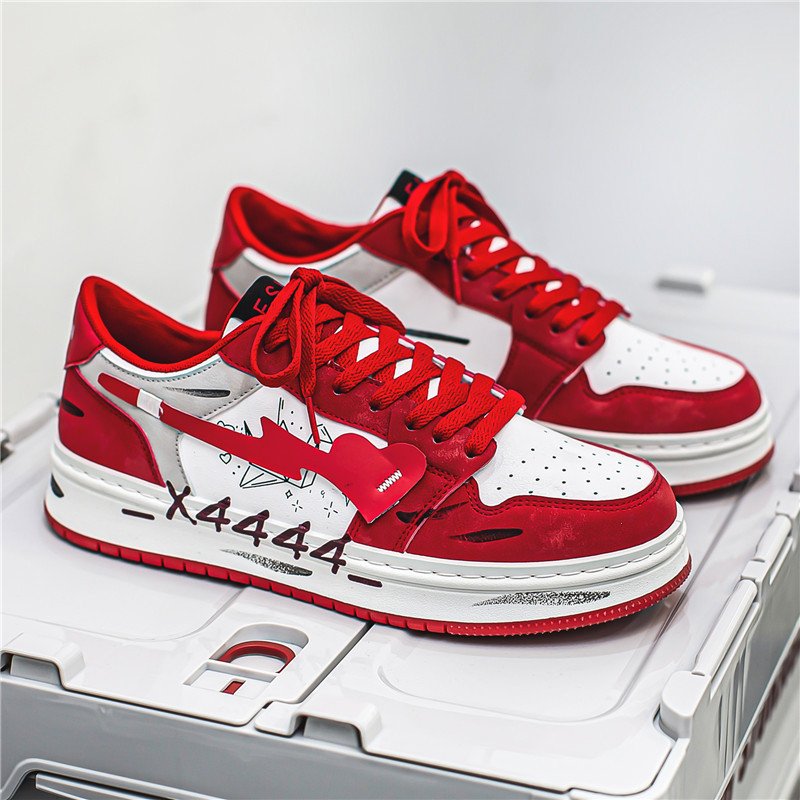 Distressed Graffiti Skateboard Shoes Men's Sneakers - Image 4