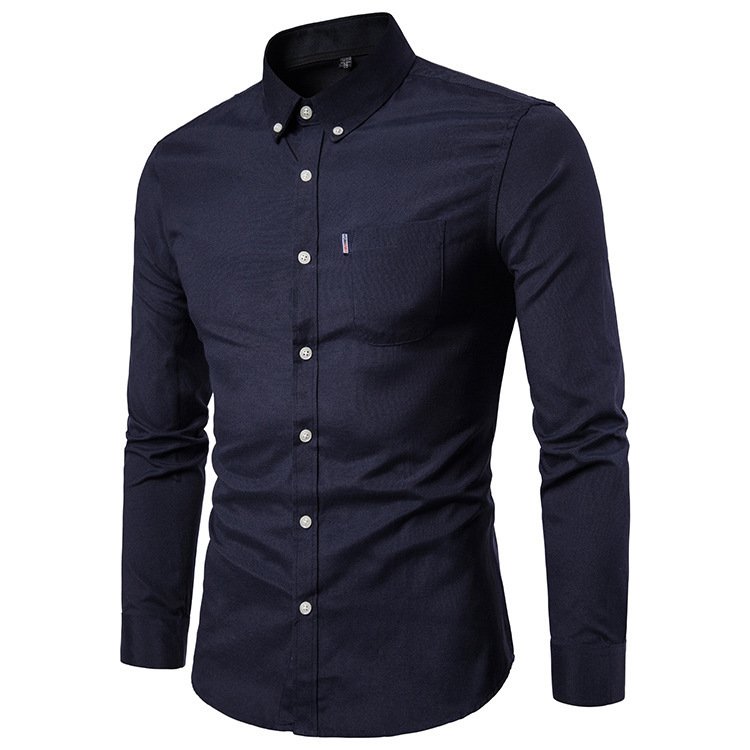 Men S Shirts Korean Men Slim Long Sleeve Dress Shirt - Image 2