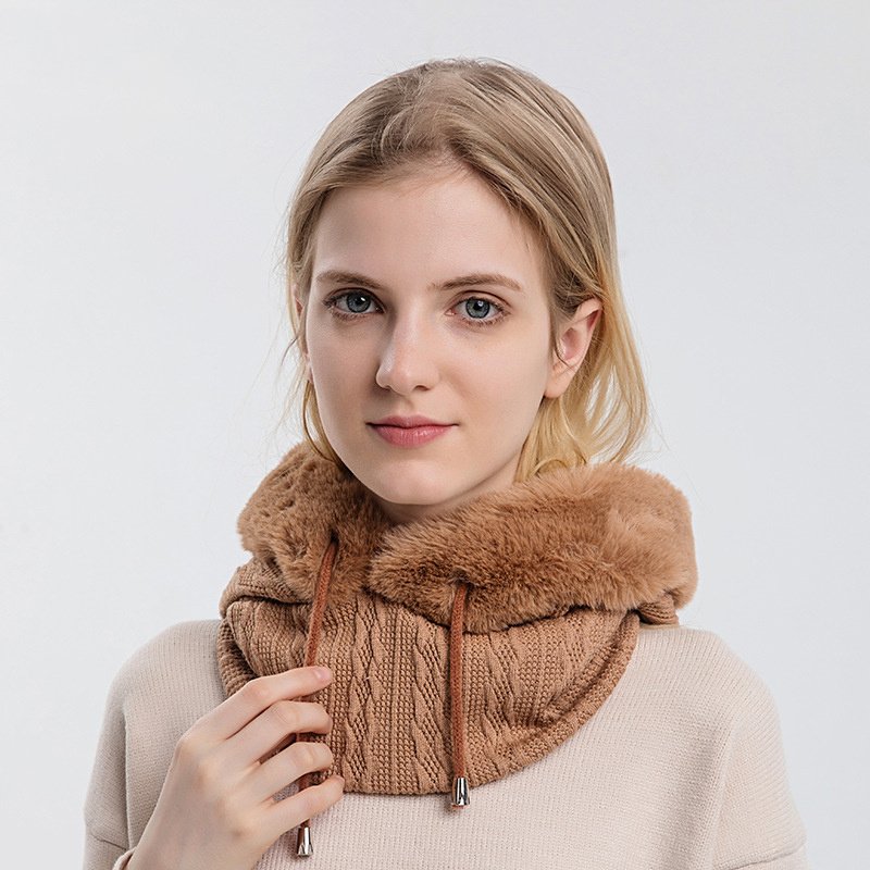 Winter Thick Plush Hat With Scarf Windproof Warm Knit Hats Hooded For Women - Image 4