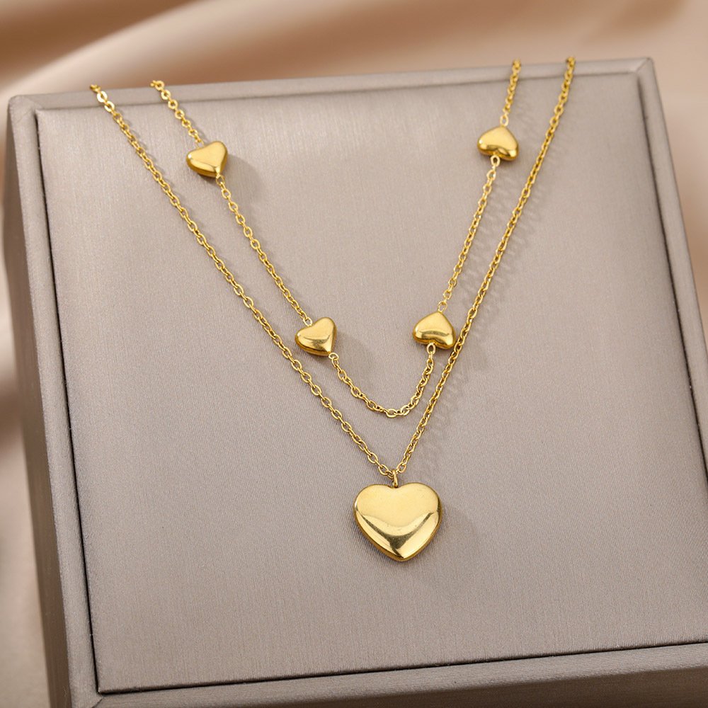 Fashion Jewelry Multilayer Heart Pendant Necklaces For Women Stainless Steel Chain Choker Zircon Moon Star Necklace Femme Wedding Jewelry Gift - Image 2