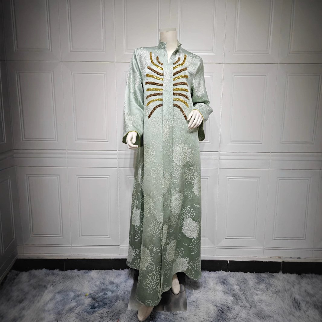 Middle East Muslim Robe Dubai V-neck Dress - Image 4