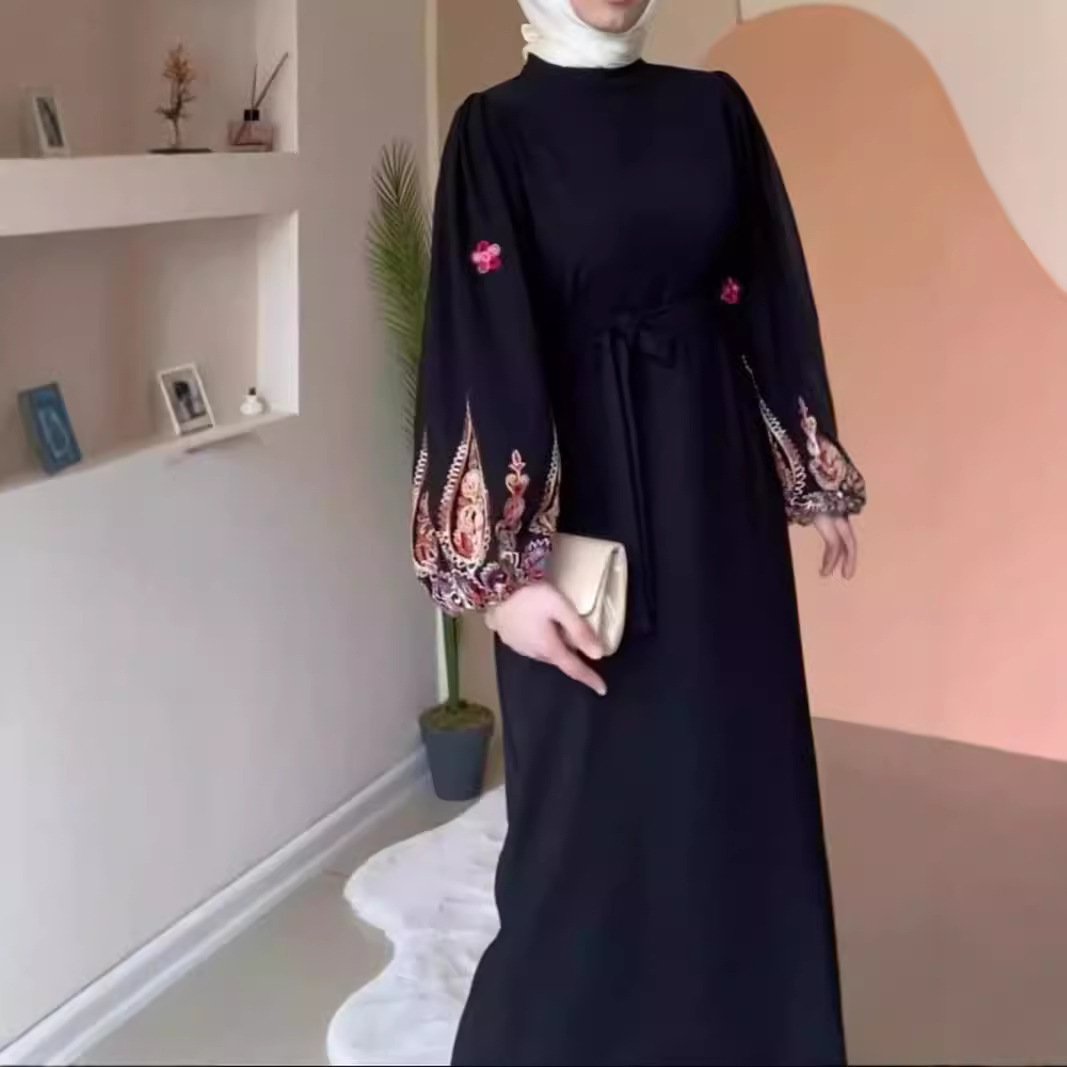 Temperament Printed Loose Long Muslim Gown Dress - Image 3