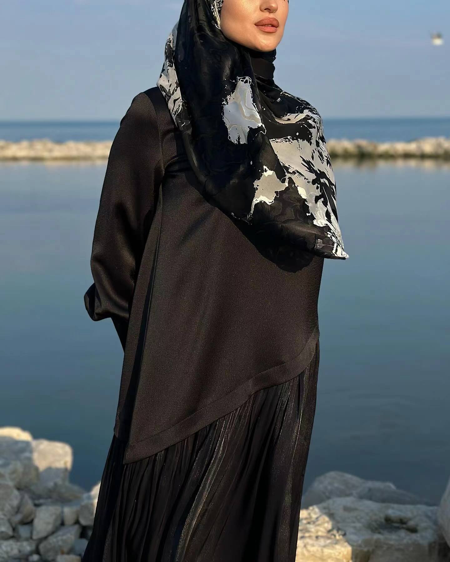 Women's Muslim Style Satin Stitching Design Elegant Fashion Dress - Image 6