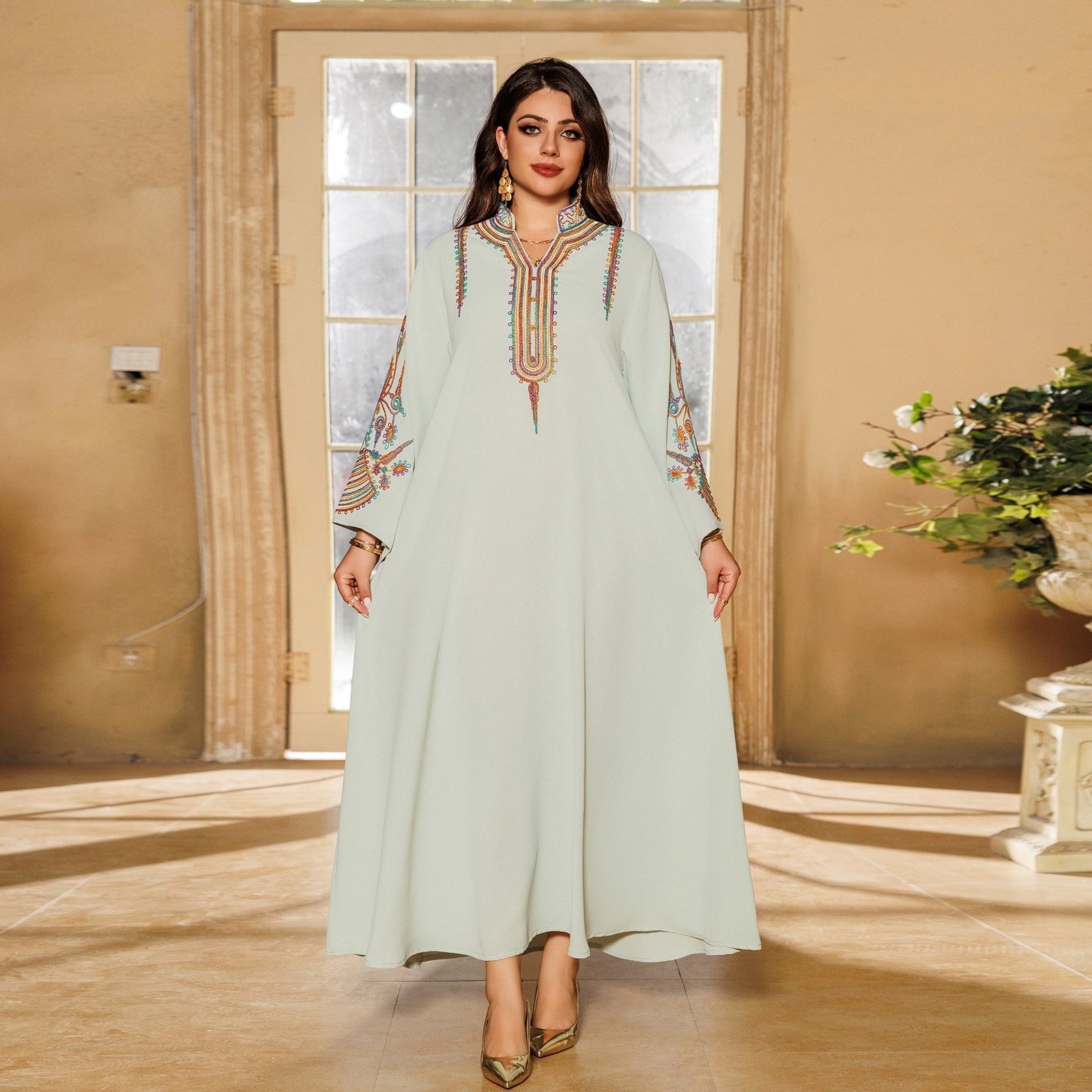 Women's Embroidered Rope Embroidered Muslim Dress - Image 3