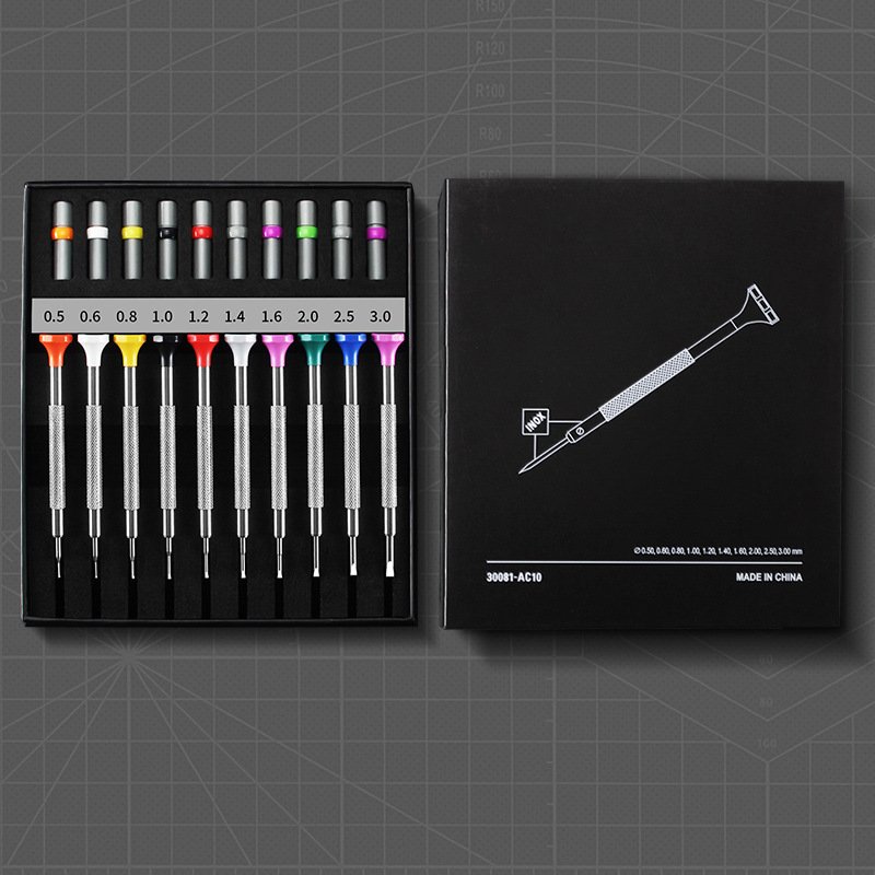 Repair Watch Hardware Tools Repair Watch Glasses Precision Cross And Straight Manual Screwdriver 10-piece Screwdriver - Image 2