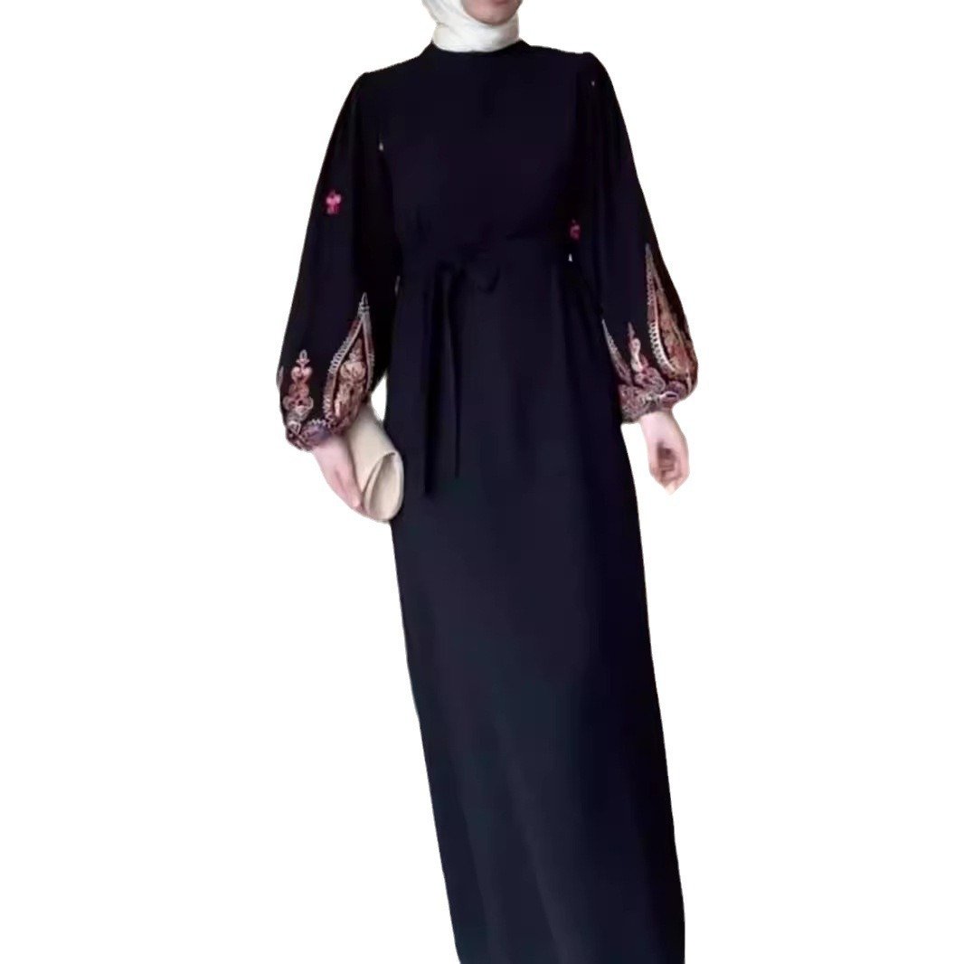 Temperament Printed Loose Long Muslim Gown Dress - Image 5