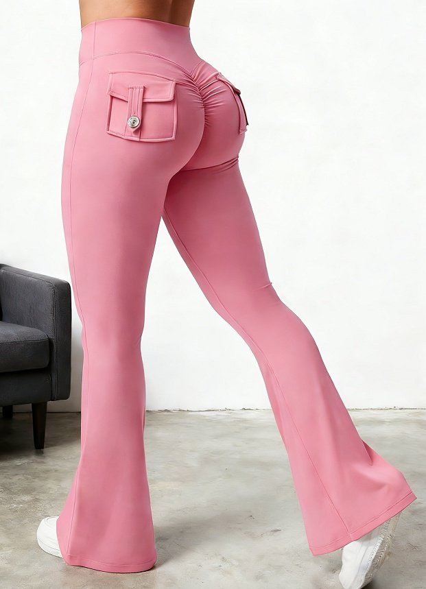 Yoga Fitness Flared Pants With Pockets Ins Fashion Slim High Waist Sports Trousers Scrunch Butt Booty Workout Lifting Leggings - Image 10