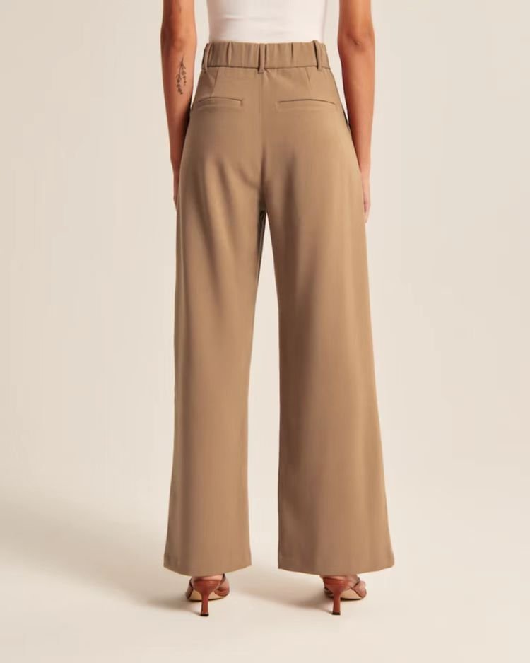 High Waist Straight Trousers With Pockets Wide Leg Casual Pants For Women - Image 2