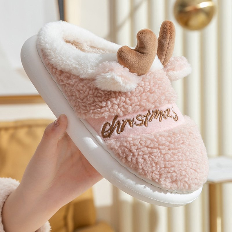 Christmas Shoes Winter Home Slippers Elk Soft Cozy Bedroom Slipper Slip On House Shoes - Image 4