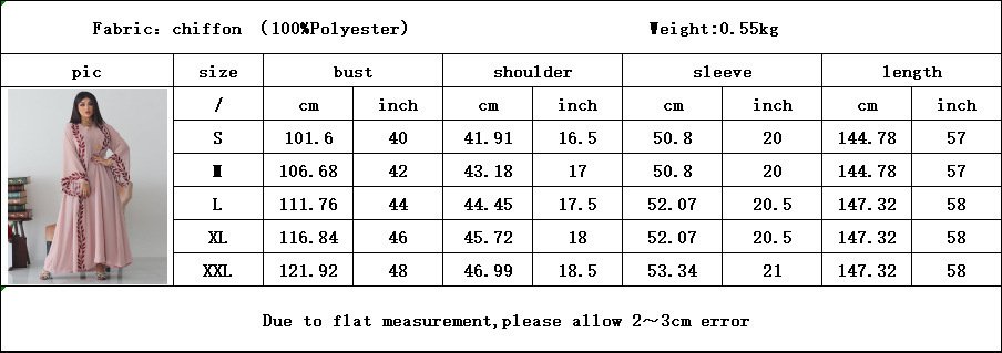Chiffon Long Muslim Embroidered Crew Neck Dress With Headscarf - Image 10