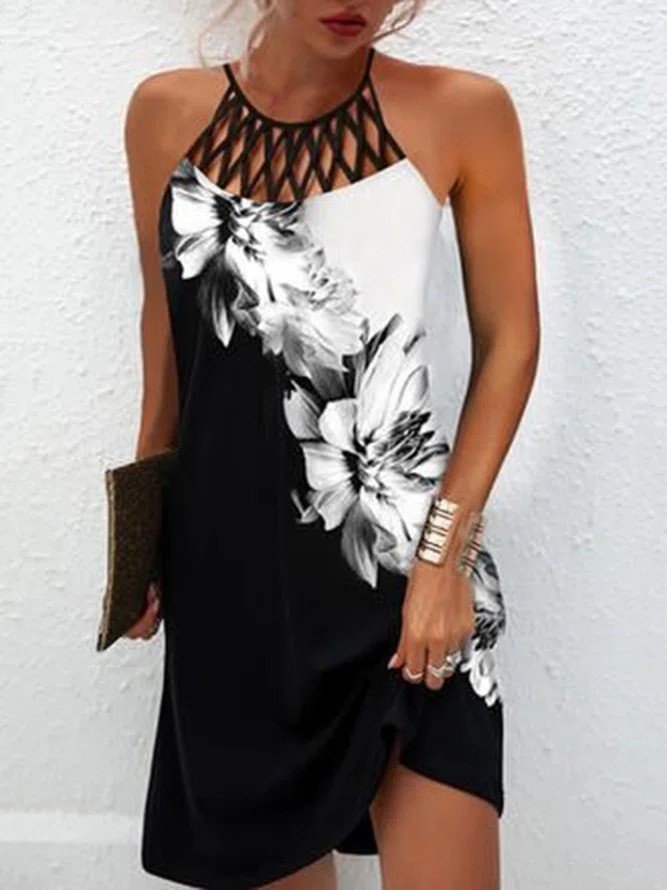 Fashion Print Dress Casual Halterneck Dresses For Women Summer Clothes - Image 8