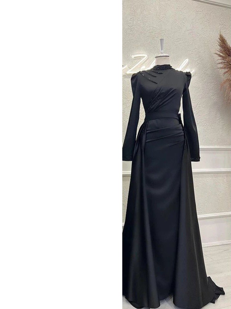 Muslim Stand Collar All-inclusive Long Sleeve Detachable Evening Dress - Image 10