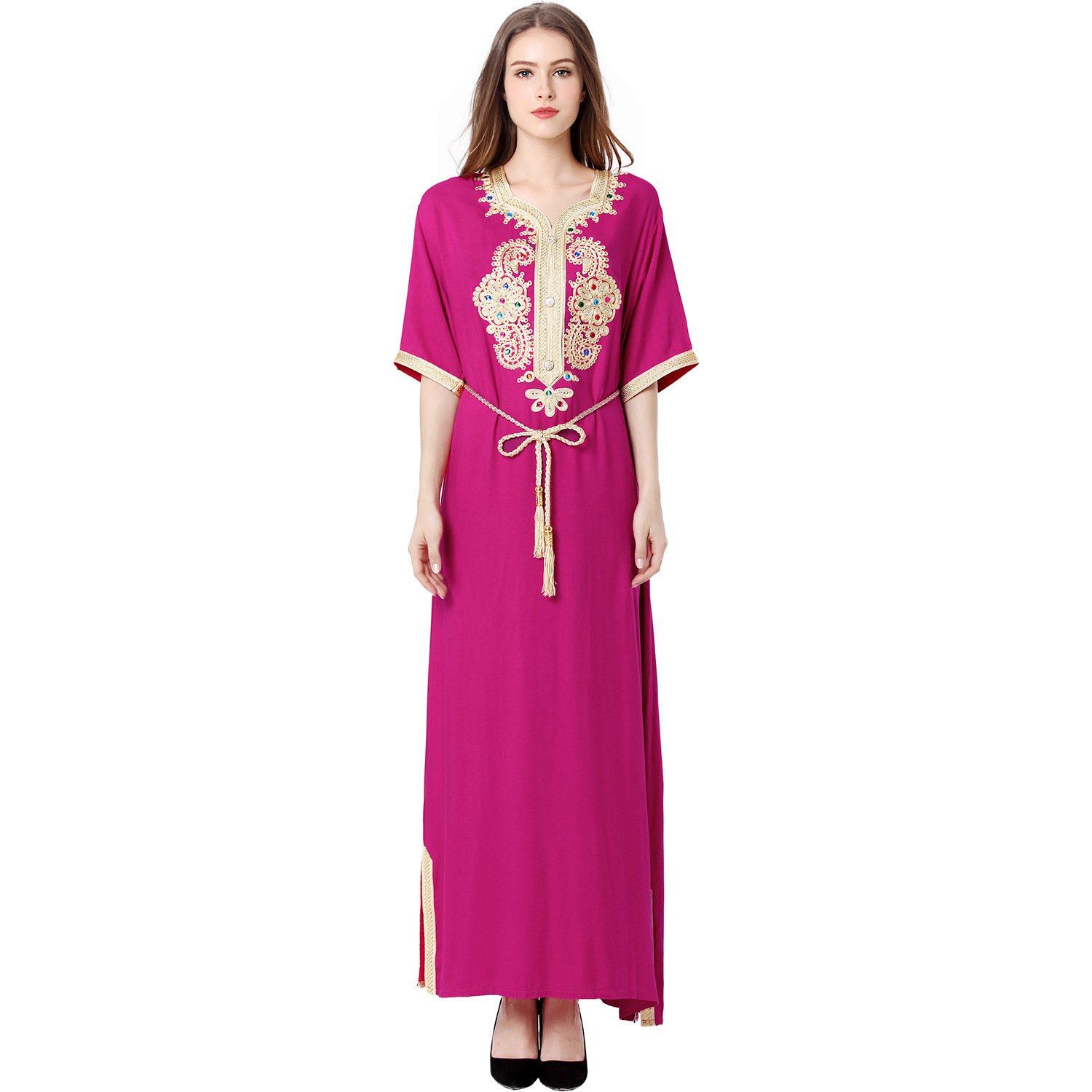 Middle East Muslim Women's Robe Short Sleeve Dress - Image 3