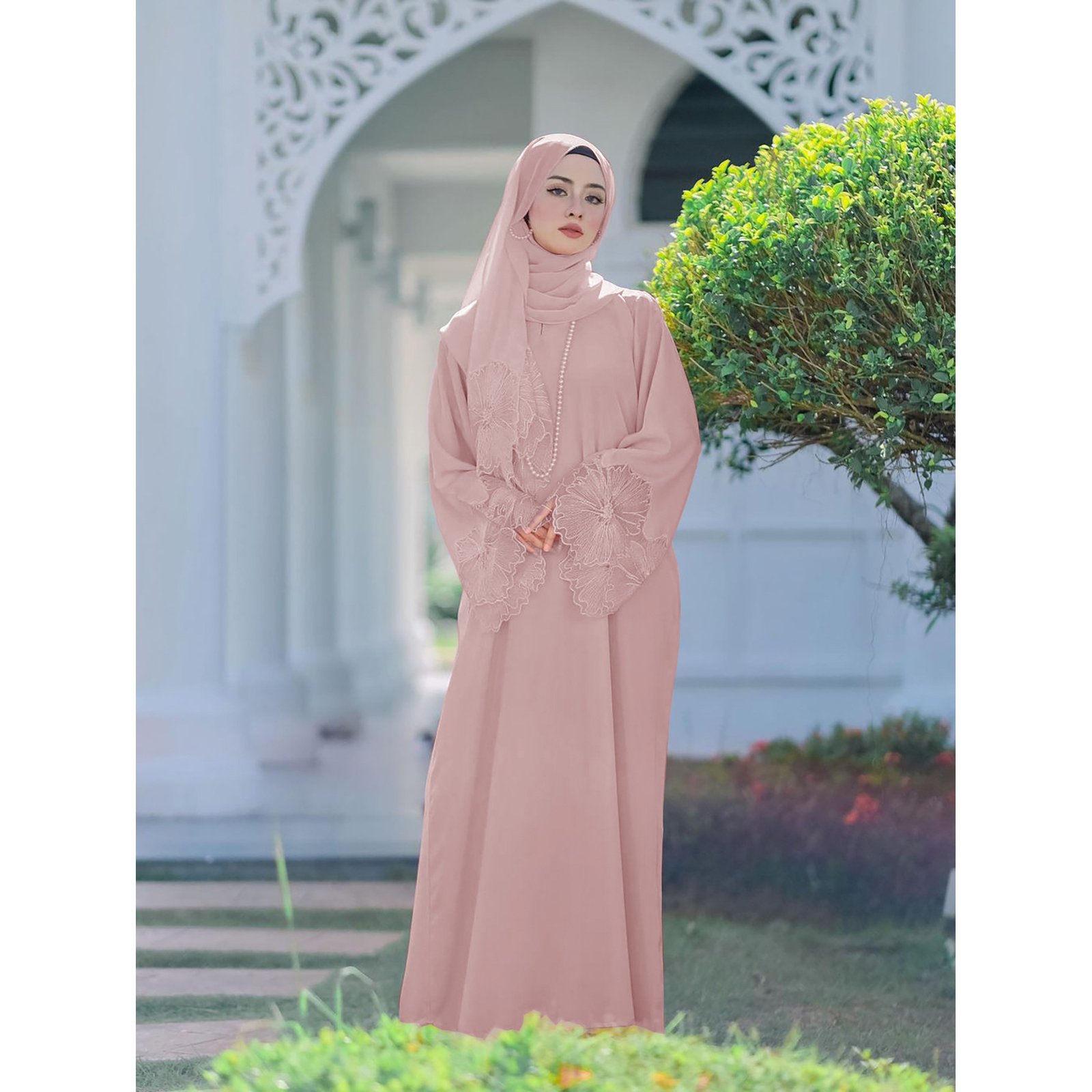 Women's Muslim Robe Malay Indonesian Dress With Headscarf - Image 4