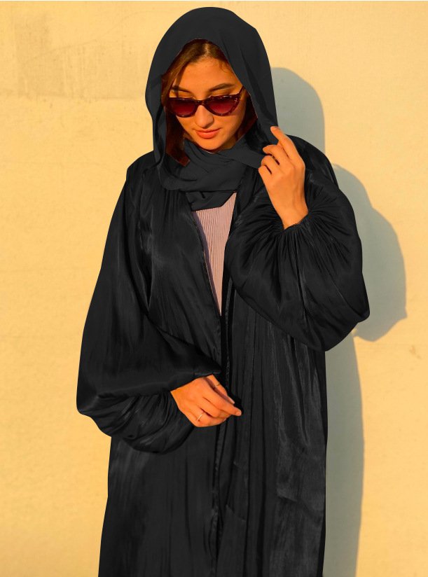 Eid Muslim Abaya Dress Kimono For Women Fashion Shining Silklike Summer Abayas Cardigan Puff Sleeve Dubai Turkey Clothes - Image 2