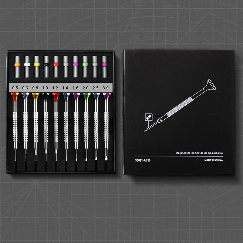 Repair Watch Hardware Tools Repair Watch Glasses Precision Cross And Straight Manual Screwdriver 10-piece Screwdriver - Image 4