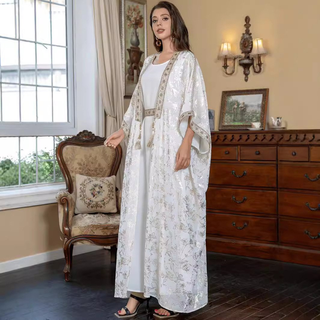 Muslim Women's One-piece Dress Bronzing Robe Abaya - Image 2